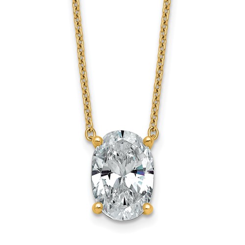 14K Yellow Gold 4 Carat Oval Four Prong Pendant Mounting