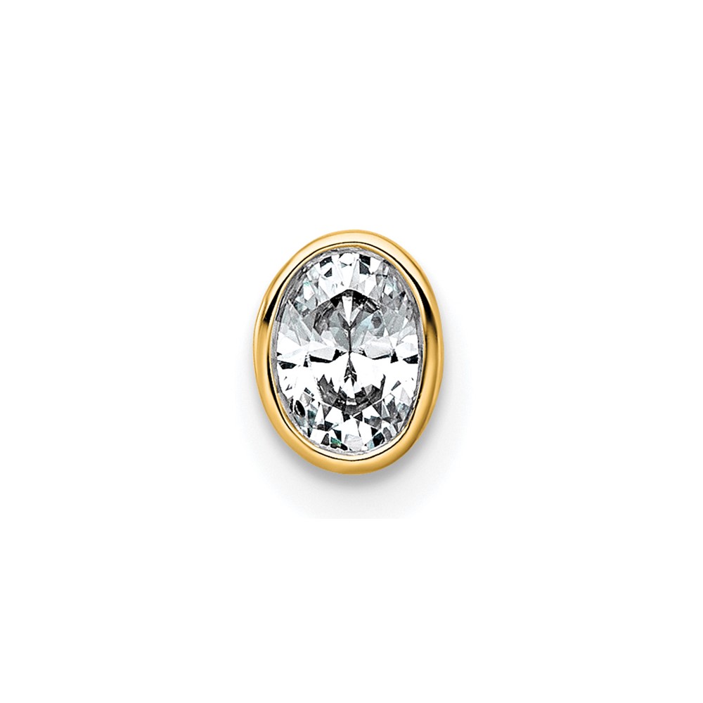 14K Yellow Gold 0.25 Carat Lab Grown Diamond VS+ F+ Oval Complete Bezel Set Chain Slide Pendant