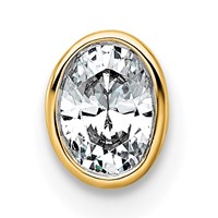 14K Yellow Gold 0.25 Carat Lab Grown Diamond VS+ F+ Oval Complete Bezel Set Chain Slide Pendant view 1