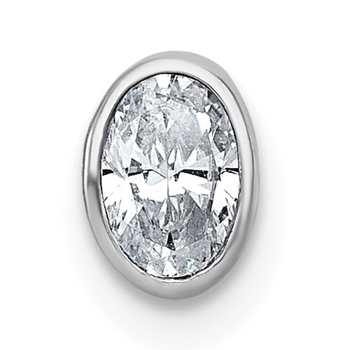 14K White Gold 0.33 Carat Oval Bezel Chain Slide Mounting