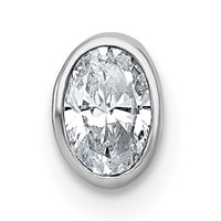 14K White Gold 0.33 Carat Lab Grown Diamond VS+ F+ Oval Complete Bezel Set Chain Slide Pendant view 1