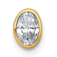 14K Yellow Gold 0.33 Carat Lab Grown Diamond VS+ F+ Oval Complete Bezel Set Chain Slide Pendant view 1