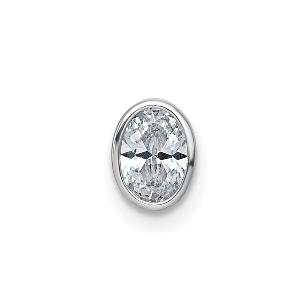 14K White Gold 0.38 Carat Oval Bezel Chain Slide Mounting