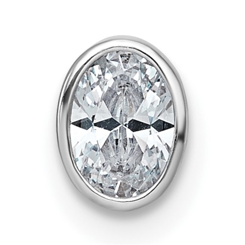 14K White Gold 0.38 Carat Oval Bezel Chain Slide Mounting