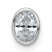 14K White Gold 0.38 Carat Lab Grown Diamond VS+ F+ Oval Complete Bezel Set Chain Slide Pendant view 1