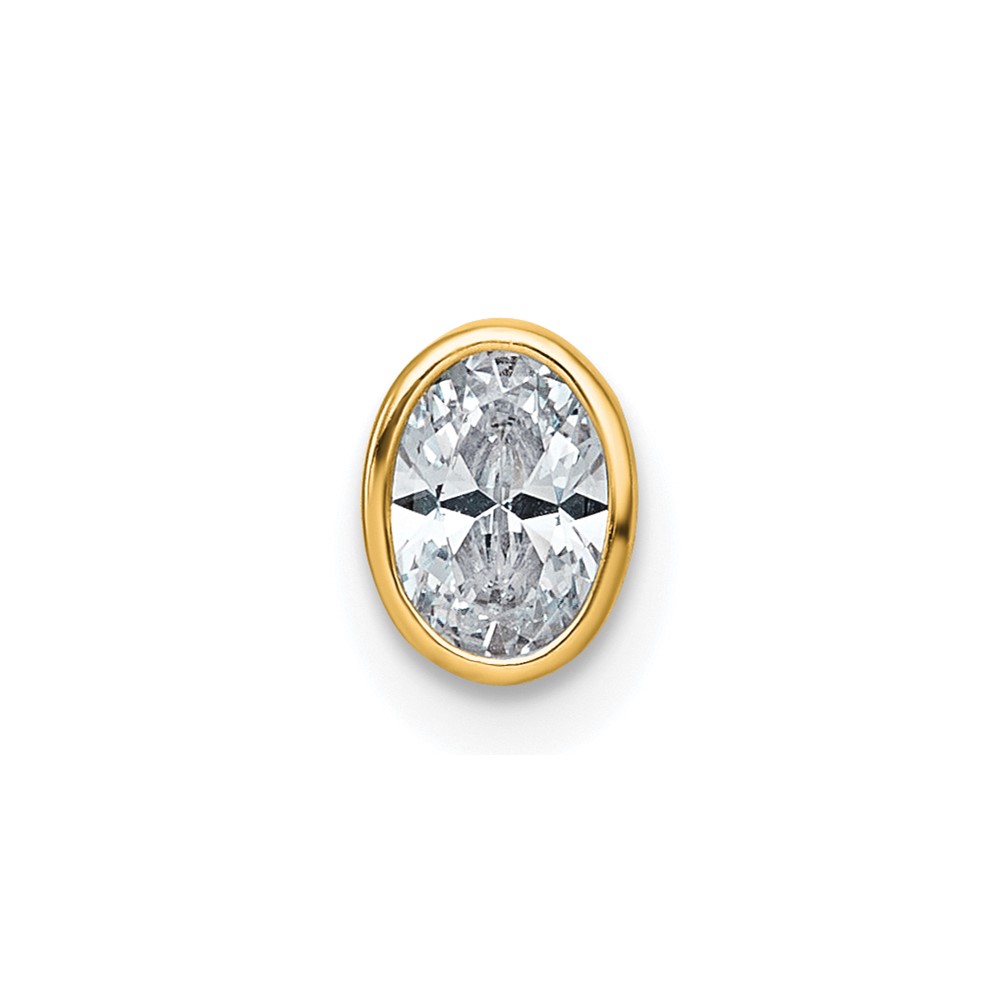 14K Yellow Gold 0.38 Carat Oval Bezel Chain Slide Mounting