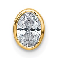 14K Yellow Gold 0.38 Carat Lab Grown Diamond VS+ F+ Oval Complete Bezel Set Chain Slide Pendant view 1