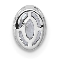 14K White Gold 0.50 Carat Lab Grown Diamond VS+ F+ Oval Complete Bezel Set Chain Slide Pendant view 3