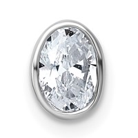 14K White Gold 0.50 Carat Lab Grown Diamond VS+ F+ Oval Complete Bezel Set Chain Slide Pendant view 1
