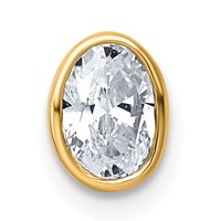14K Yellow Gold 0.50 Carat Lab Grown Diamond VS+ F+ Oval Complete Bezel Set Chain Slide Pendant view 1