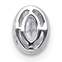14K White Gold 0.62 Carat Lab Grown Diamond VS+ F+ Oval Complete Bezel Set Chain Slide Pendant view 3