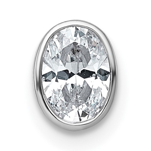14K White Gold 0.62 Carat Oval Bezel Chain Slide Mounting