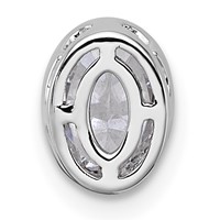 14K White Gold 0.75 Carat Lab Grown Diamond VS+ F+ Oval Complete Bezel Set Chain Slide Pendant view 3
