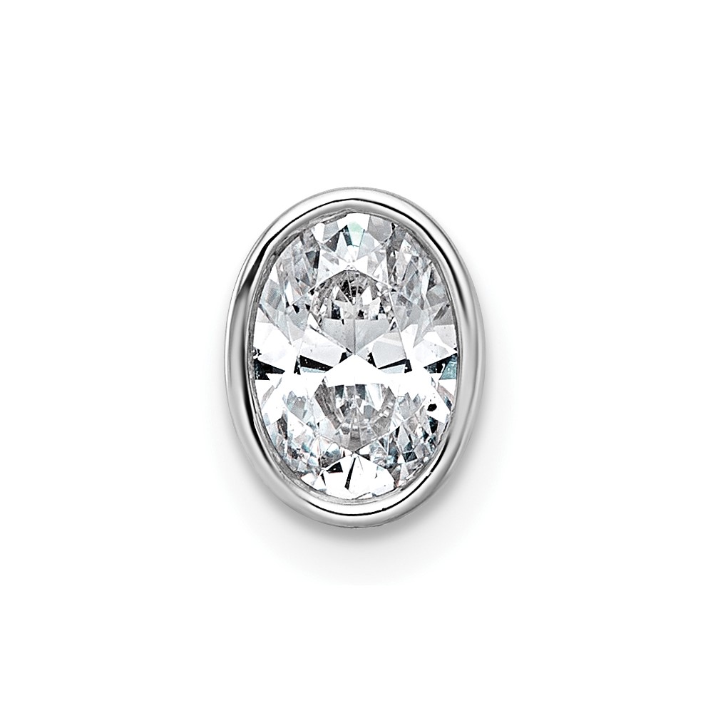 14K White Gold 0.75 Carat Oval Bezel Chain Slide Mounting