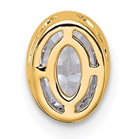 14K Yellow Gold 0.75 Carat Lab Grown Diamond VS+ F+ Oval Complete Bezel Set Chain Slide Pendant view 3