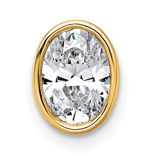 14K Yellow Gold 0.75 Carat Oval Bezel Chain Slide Mounting