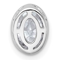 14K White Gold 1 Carat Lab Grown Diamond VS+ F+ Oval Complete Bezel Set Chain Slide Pendant view 3