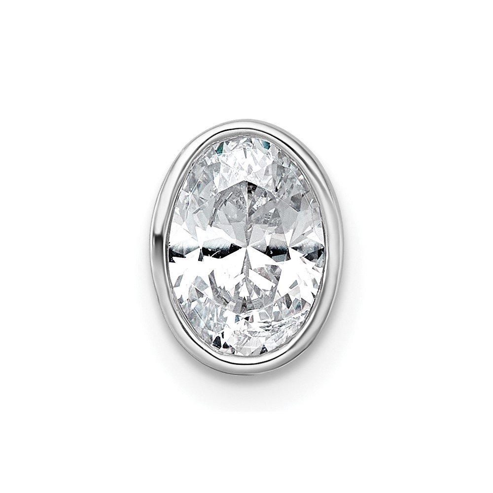 14K White Gold 1 Carat Oval Bezel Chain Slide Mounting