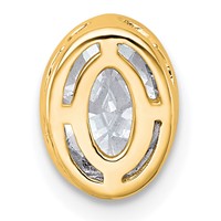 14K Yellow Gold 1 Carat Lab Grown Diamond VS+ F+ Oval Complete Bezel Set Chain Slide Pendant view 3