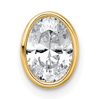 14K Yellow Gold 1 Carat Lab Grown Diamond VS+ F+ Oval Complete Bezel Set Chain Slide Pendant view 1