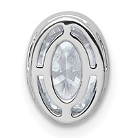 14K White Gold 1.50 Carat Certified Lab Grown Diamond VS+ F+ Oval Complete Bezel Set Chain Slide Pendant view 3