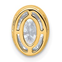 14K Yellow Gold 1.50 Carat Lab Grown Diamond VS+ F+ Oval Complete Bezel Set Chain Slide Pendant view 3
