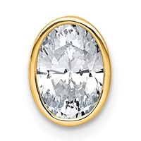 14K Yellow Gold 1.50 Carat Lab Grown Diamond VS+ F+ Oval Complete Bezel Set Chain Slide Pendant view 1
