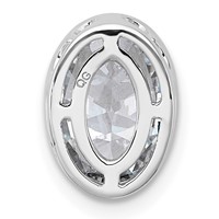 14K White Gold 2 Carat Certified Lab Grown Diamond VS+ F+ Oval Complete Bezel Set Chain Slide Pendant view 3