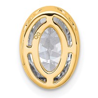 14K Yellow Gold 2 Carat Certified Lab Grown Diamond VS+ F+ Oval Complete Bezel Set Chain Slide Pendant view 3