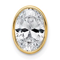 14K Yellow Gold 2 Carat Certified Lab Grown Diamond VS+ F+ Oval Complete Bezel Set Chain Slide Pendant view 1