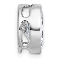 14K White Gold 2.50 Carat Lab Grown Diamond VS+ F+ Oval Complete Bezel Set Chain Slide Pendant view 2