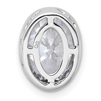 14K White Gold 2.50 Carat Lab Grown Diamond VS+ F+ Oval Complete Bezel Set Chain Slide Pendant view 3