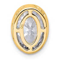 14K Yellow Gold 2.50 Carat Certified Lab Grown Diamond VS+ F+ Oval Complete Bezel Set Chain Slide Pendant view 3