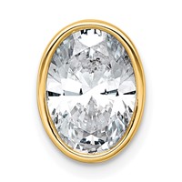 14K Yellow Gold 2.50 Carat Certified Lab Grown Diamond VS+ F+ Oval Complete Bezel Set Chain Slide Pendant view 1