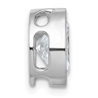 14K White Gold 3 Carat Lab Grown Diamond VS+ F+ Oval Complete Bezel Set Chain Slide Pendant view 2