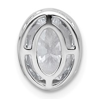 14K White Gold 3 Carat Lab Grown Diamond VS+ F+ Oval Complete Bezel Set Chain Slide Pendant view 3