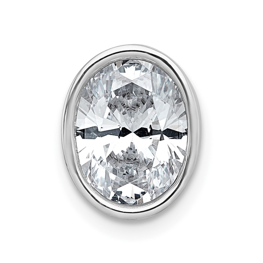 14K White Gold 3 Carat Oval Bezel Chain Slide Mounting