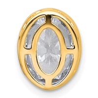 14K Yellow Gold 3 Carat Lab Grown Diamond VS+ F+ Oval Complete Bezel Set Chain Slide Pendant view 3