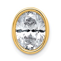 14K Yellow Gold 3 Carat Lab Grown Diamond VS+ F+ Oval Complete Bezel Set Chain Slide Pendant view 1
