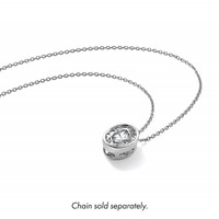 14K White Gold 3 Carat Lab Grown Diamond VS+ F+ Oval Complete Bezel Set Chain Slide Pendant view 4