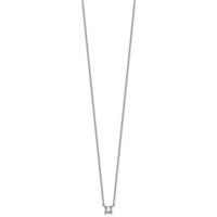 14K White Gold 0.25 Carat Lab Grown Diamond VS+ F+ Princess Complete Four Prong Pendant Necklace, 18" view 2