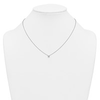 14K White Gold 0.25 Carat Lab Grown Diamond VS+ F+ Princess Complete Four Prong Pendant Necklace, 18" view 3