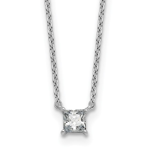 14K White Gold 0.25 Carat Princess Four Prong Pendant Mounting