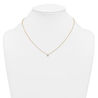 14K Yellow Gold 0.25 Carat Lab Grown Diamond VS+ F+ Princess Complete Four Prong Pendant Necklace, 18" view 3