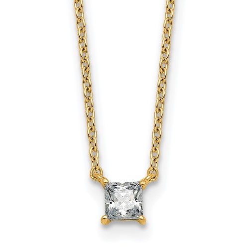 14K Yellow Gold 0.25 Carat Princess Four Prong Pendant Mounting