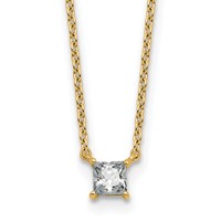 14K Yellow Gold 0.25 Carat Lab Grown Diamond VS+ F+ Princess Complete Four Prong Pendant Necklace, 18" view 1