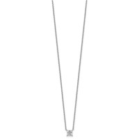 14K White Gold 0.50 Carat Lab Grown Diamond VS+ F+ Princess Complete Four Prong Pendant Necklace, 18" view 2