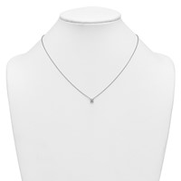 14K White Gold 0.50 Carat Lab Grown Diamond VS+ F+ Princess Complete Four Prong Pendant Necklace, 18" view 3