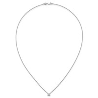 14K White Gold 0.50 Carat Lab Grown Diamond VS+ F+ Princess Complete Four Prong Pendant Necklace, 18" view 4