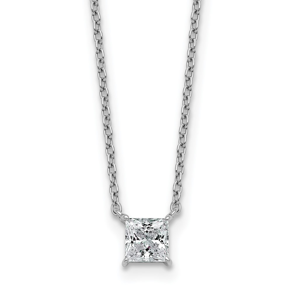 14K White Gold 0.50 Carat Princess Four Prong Pendant Mounting